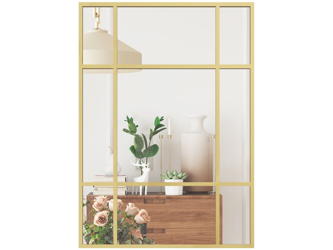 Espelho de Parede Vidro, Metal Cor Dourado 70x2x50 cm Homcom