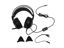 Aetheria fone de Ouvido Gamer com Microfone Orelhas de Gato 3.5mm Estéreo Redução de Ruído Preto