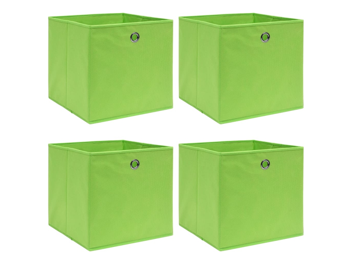 Vidaxl Caixas De Arrumação 4 Pcs 32x32x32 Cm Tecido Verde