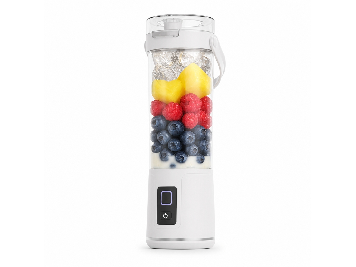 Liquidificadora Portátil Recarregável Por Usb, Copo Para Sumos, Botão, Branca