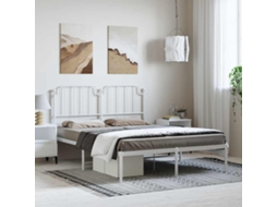 Vidaxl Estrutura De Cama Com Cabeceira 135x190 Cm Metal Branco