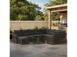 Vidaxl Conjunto De Sofá De Jardim 11 Unid. Cinza E Cinza Escuro
