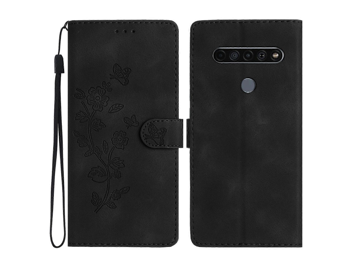 Capa De Couro Para Celular Com Estampa De Borboleta E Flor