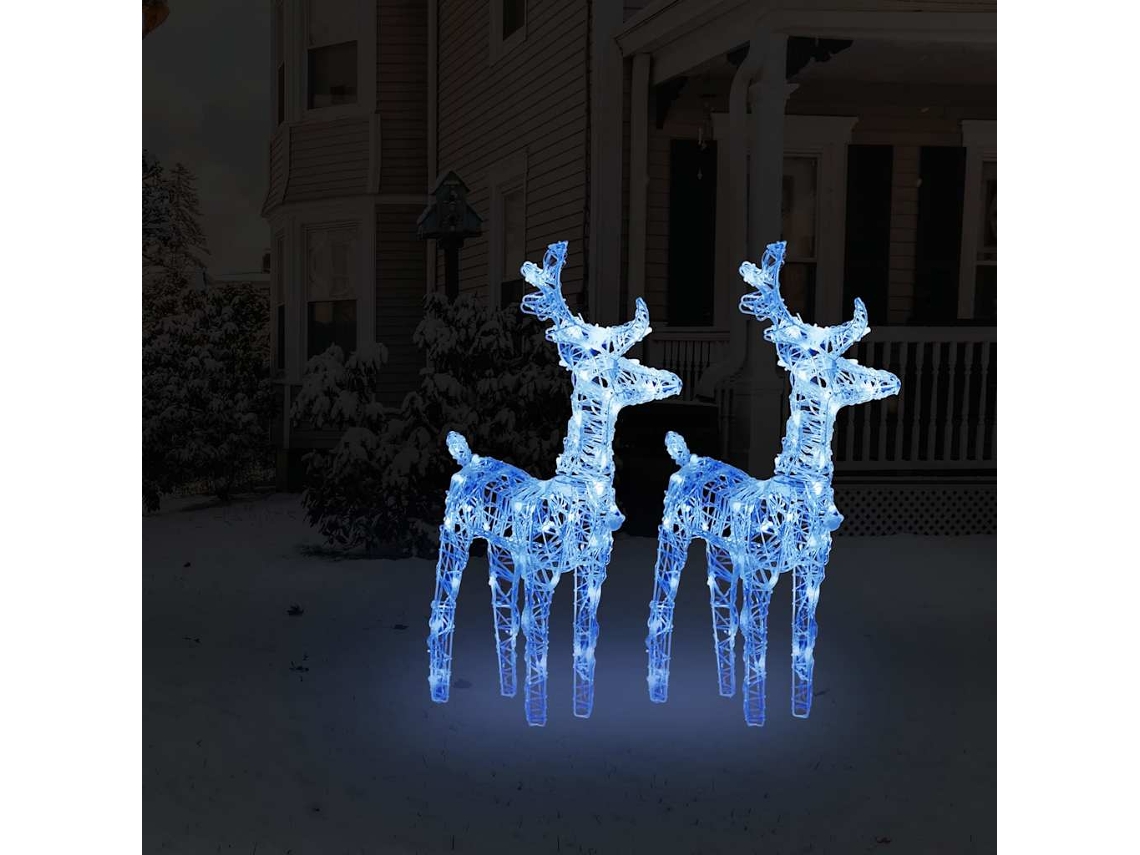 Vidaxl Renas De Natal 2 Pcs 80 Luzes Led Acrílico Azul