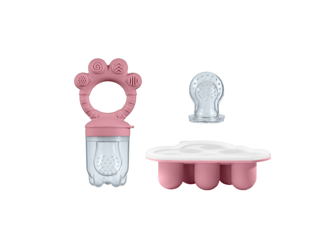 Alimentador Frutas Bebé CHRUI 6+ Meses Nuvem com Molde Gelo Alivio Gengivas (rosa)