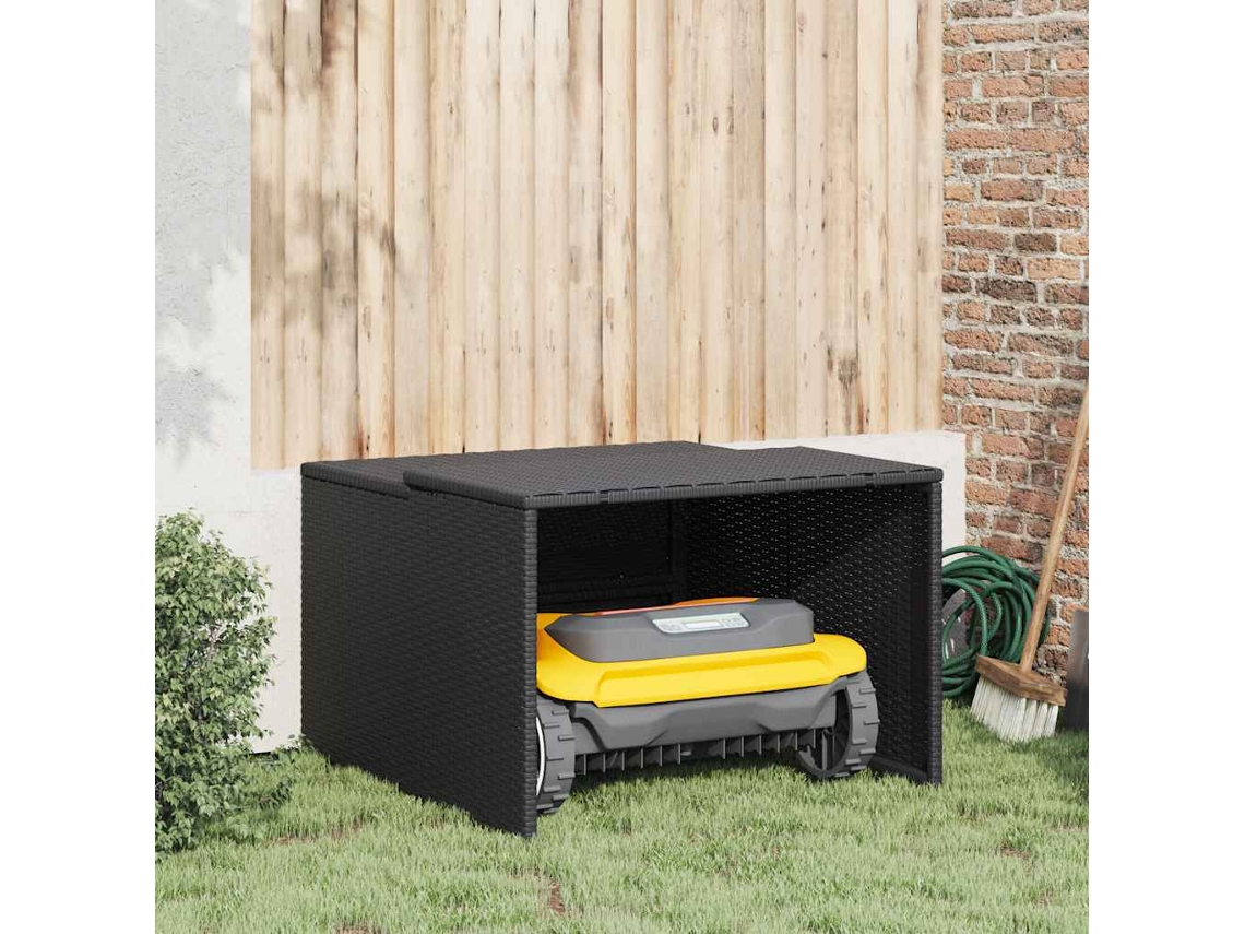 Vidaxl Garagem Para Cortador De Relva 86x90x52/57 Cm Vime Pe Preto