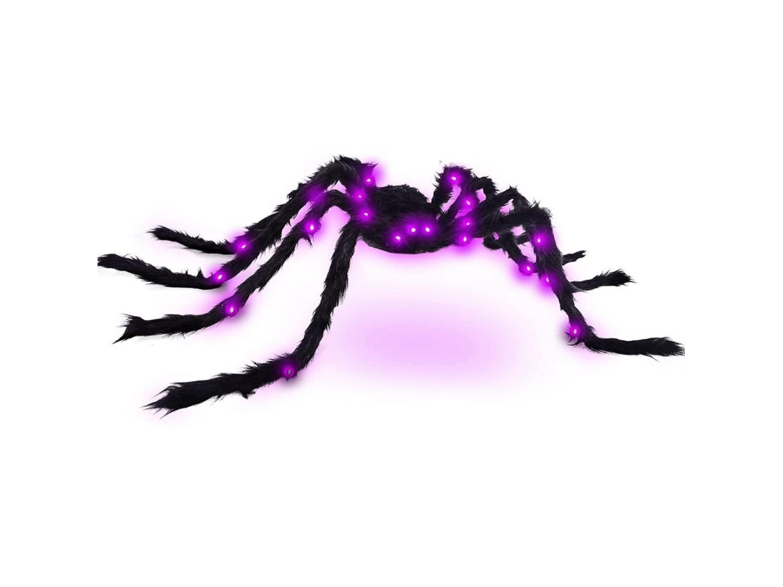 Ats aranha Peluda Led de 125cm Aranha Iluminada Brinquedo de Pelúcia Aranha Gigante Decoração de Festa e Casa Assombrada