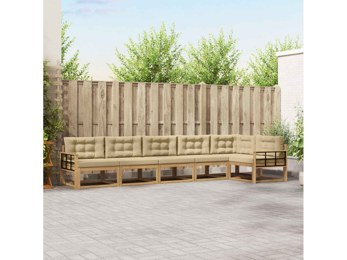 Vidaxl Conjunto De Sofás Para Exterior 4 Unid. Branco E Bege Poliéster