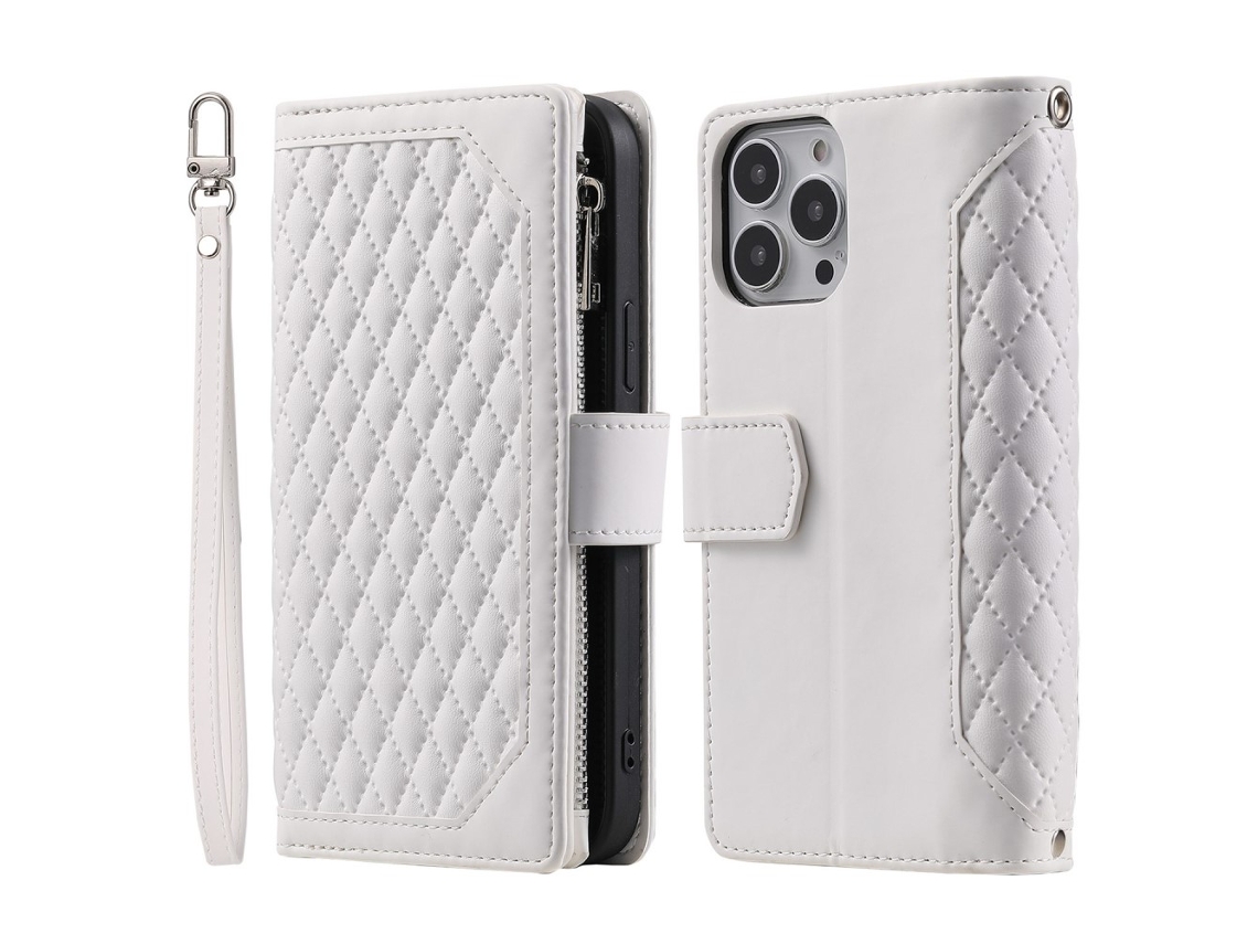 Capa Inch Para Iphone 13 Pro Pele Sintética Magnética Branco