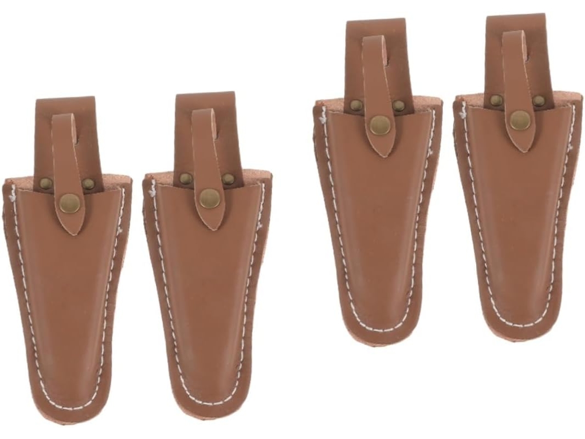 Conjunto de 4 Tesouras Topbathy Couro Bovino, Poda, Protetor Ponta, Estojo com Fecho | S/MARCA