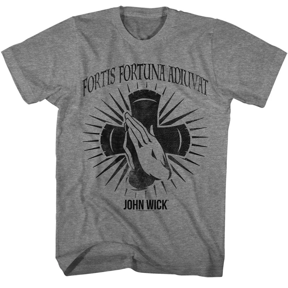Unisex Adult T-shirt Rockinstone John Wick Fortis Fortuna Adiuvat Solid Graphite Sizel