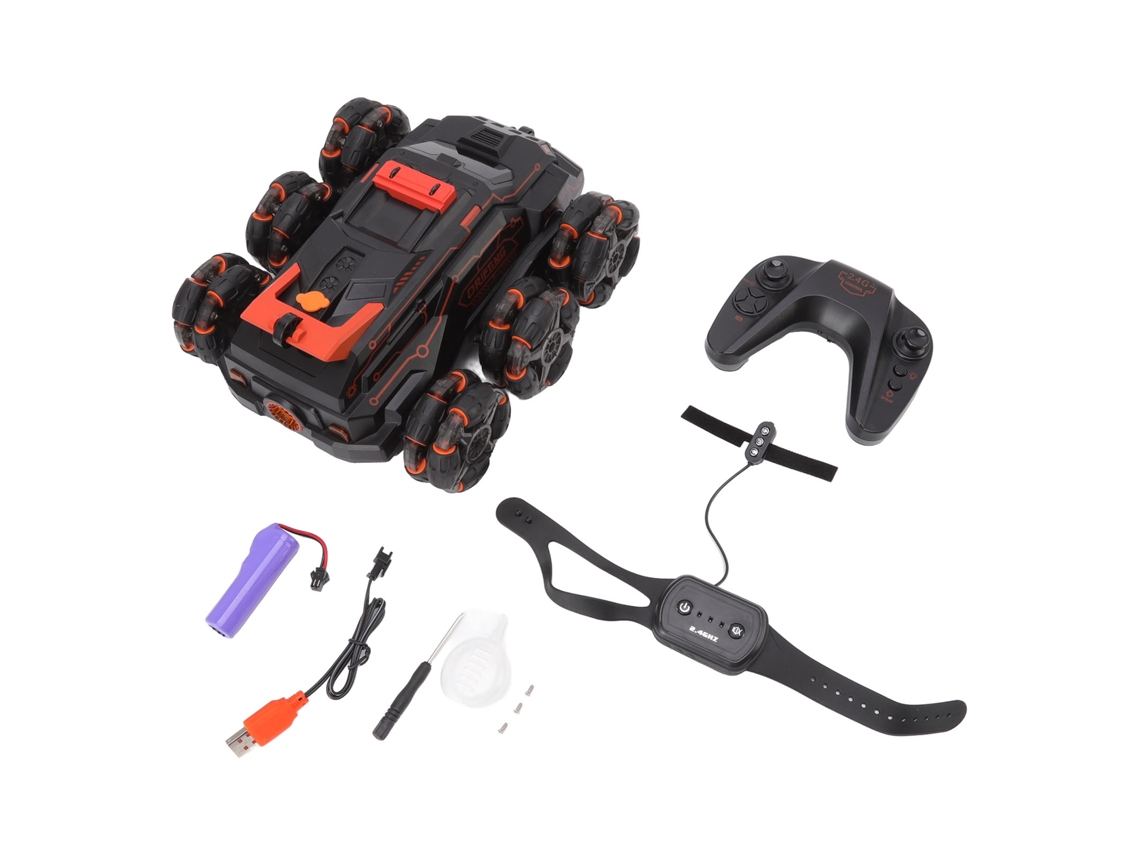 Ats Rc Stunt Car 2.4g com Sensor de Gestos Rotação 360 Graus 6 Rodas Controle Remoto Caminhão Off Road Laranja
