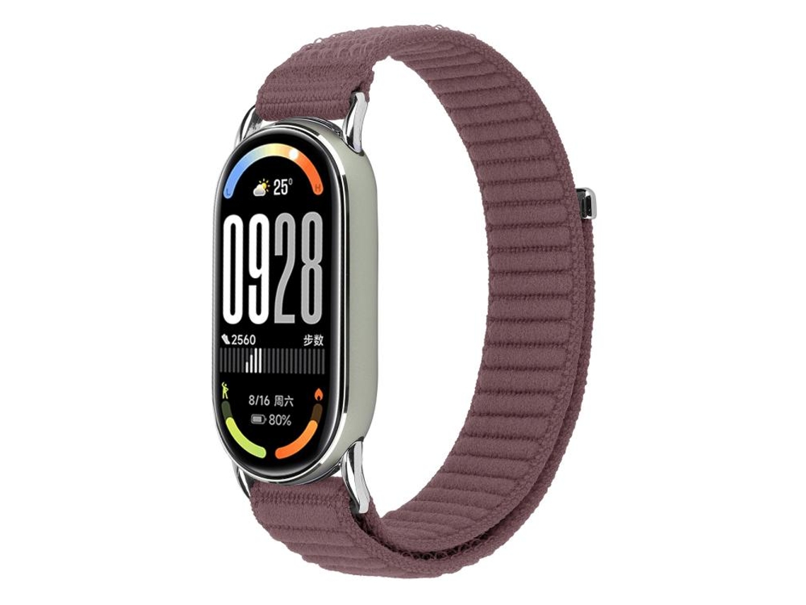 Bracelete Para Xiaomi Smart Band 10/9/8 - Nylon Trançado - Fecho De Velcro Roxo Fumê