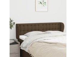 Vidaxl Cabeceira De Cama C/ Abas Tecido 147x23x78/88cm Castanho-escuro