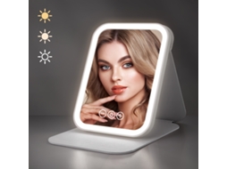Espelho de Maquiagem Iluminado, Beleza Portátil com Luz, Ajuste Três Cores, Tela Tátil Recarregável e Dobrável STELASPLEN