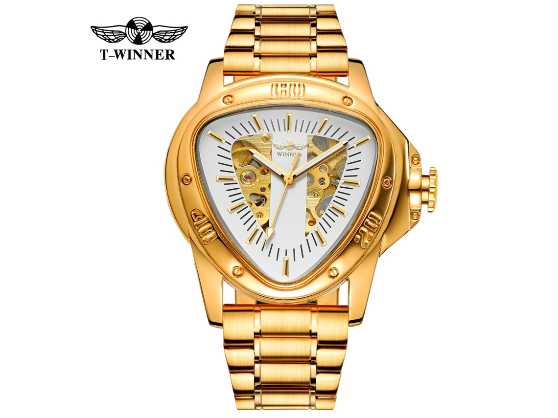 (estilo 1) Relógio Mecânico Automático Masculino Triangle, Relógio Esqueleto Masculino Moderno