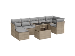 Conjunto de 8 Sofás para Jardim com Almofadões Vime Pe Bege MAISON EXCLUSIVE (8 pcs)