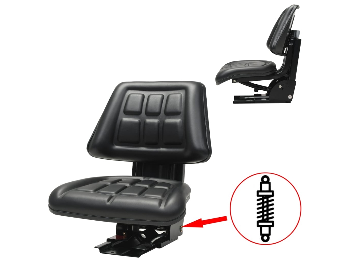 Vidaxl Assento De Trator Com Suspensão Preto