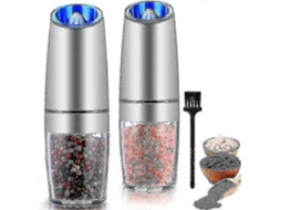 Conjunto de Moedor Elétrico Sal e Pimenta Sunrain Gravity, Automático Sal, a Bateria GOKOCO