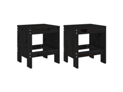 Bancos de Jardim 2 Pcs 40x36x45 Cm Pinho Maciço Preto MAISON EXCLUSIVE