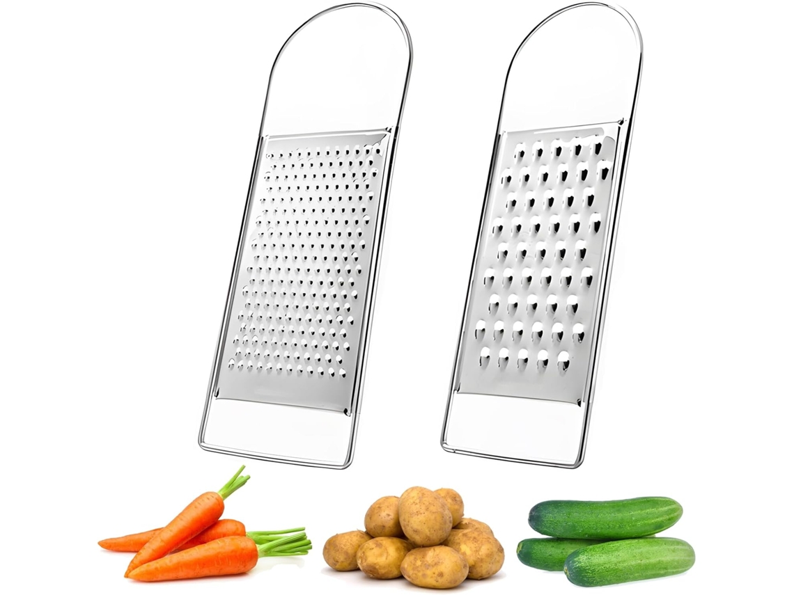 Conjunto De 2 Raladores De Queijo Manuais, Planos E Grossos, Feitos De Aço Inoxidável, Ideais Para A Cozinha, Adequados Para Batatas, Legumes