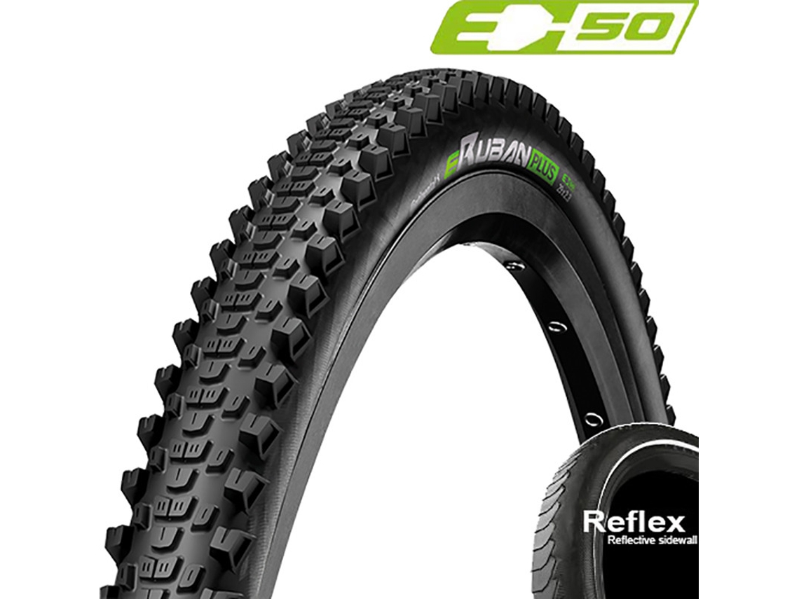 Pneu CONTINENTAL E-Ruban Plus Puregrip Compound Rigida Reflectante (29x2.30 cm - Preto)