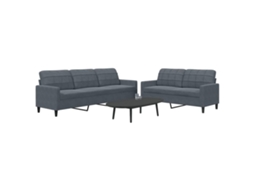 Vidaxl 2 Pcs Conjunto De Sofás Com Almofadões Veludo Cinzento-escuro
