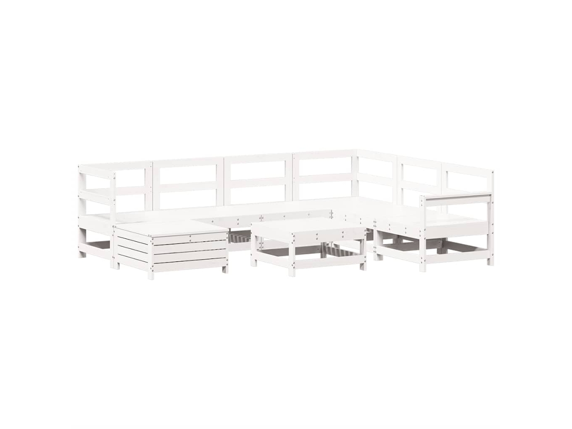 Conjunto 8 Sofás de Jardim Pinho VIDAXL Maciço Branco