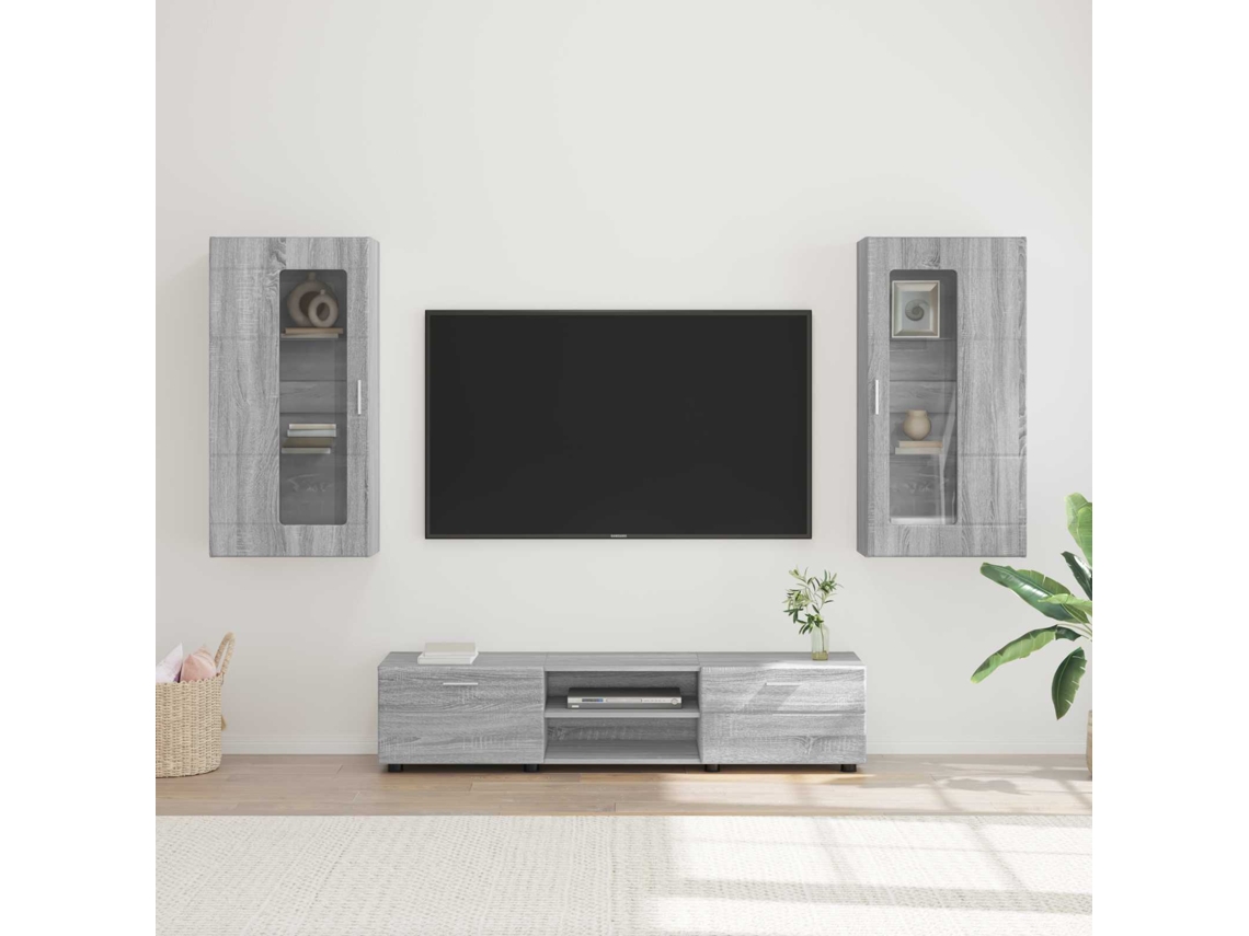 Vidaxl Conjunto De Móvel De Tv Florin 3 Unid. Cinza Sonoma