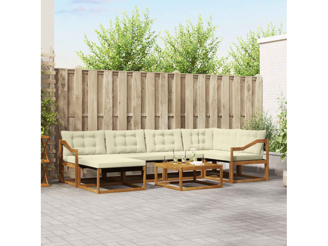 Vidaxl Conjunto De Sofás Para Exterior 19 Pcs Natural E Creme