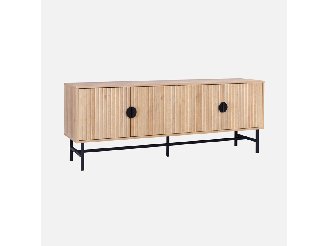 Móvel de Tv com Efeito de Madeira Ranhurada 160Cm Carvalho SWEEEK