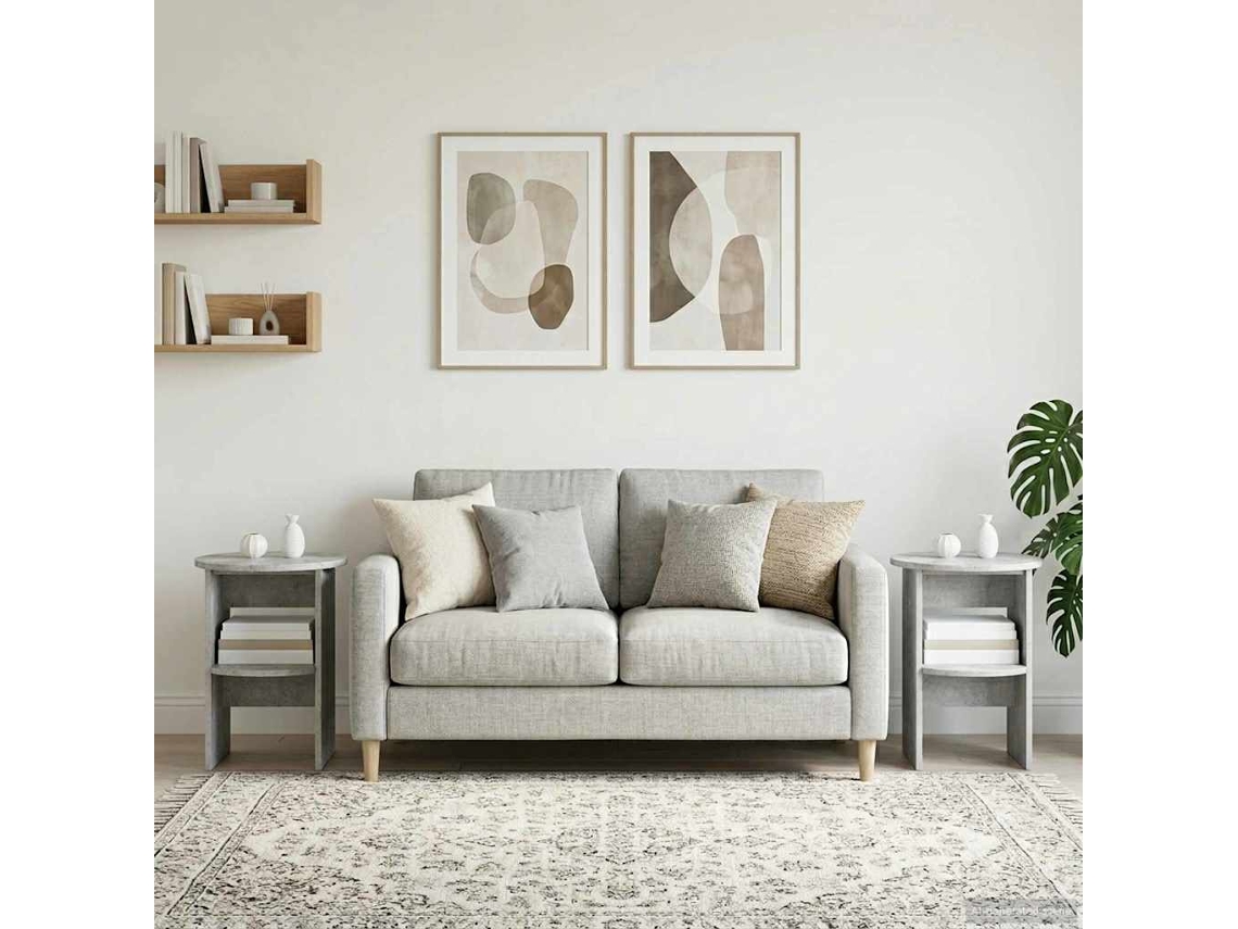 Vidaxl Armário Lateral 2 Unid. Cinzento Concreto Ø40 X 50 Cm
