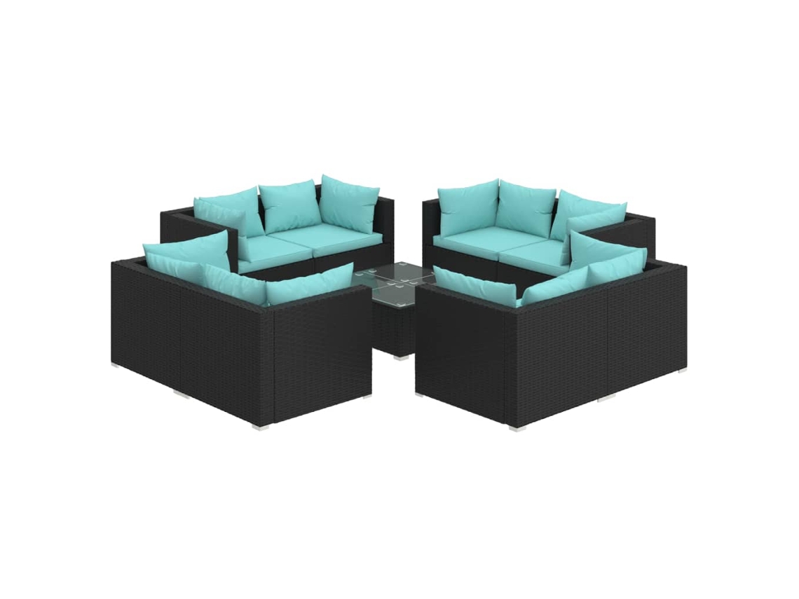 Garden Lounge Set, Garden Lounge Sets Vidaxl Preto Rattan / Vime (n/a)