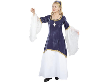 Fato de Doña Petronila azul e branco para mulher