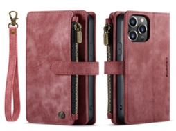 Lurelia Estojo Flip Samsung Galaxy S23 Fe 3-em-1 Cordão Suporte Porta-cartões Couro Pu Tpu Vermelho Slim