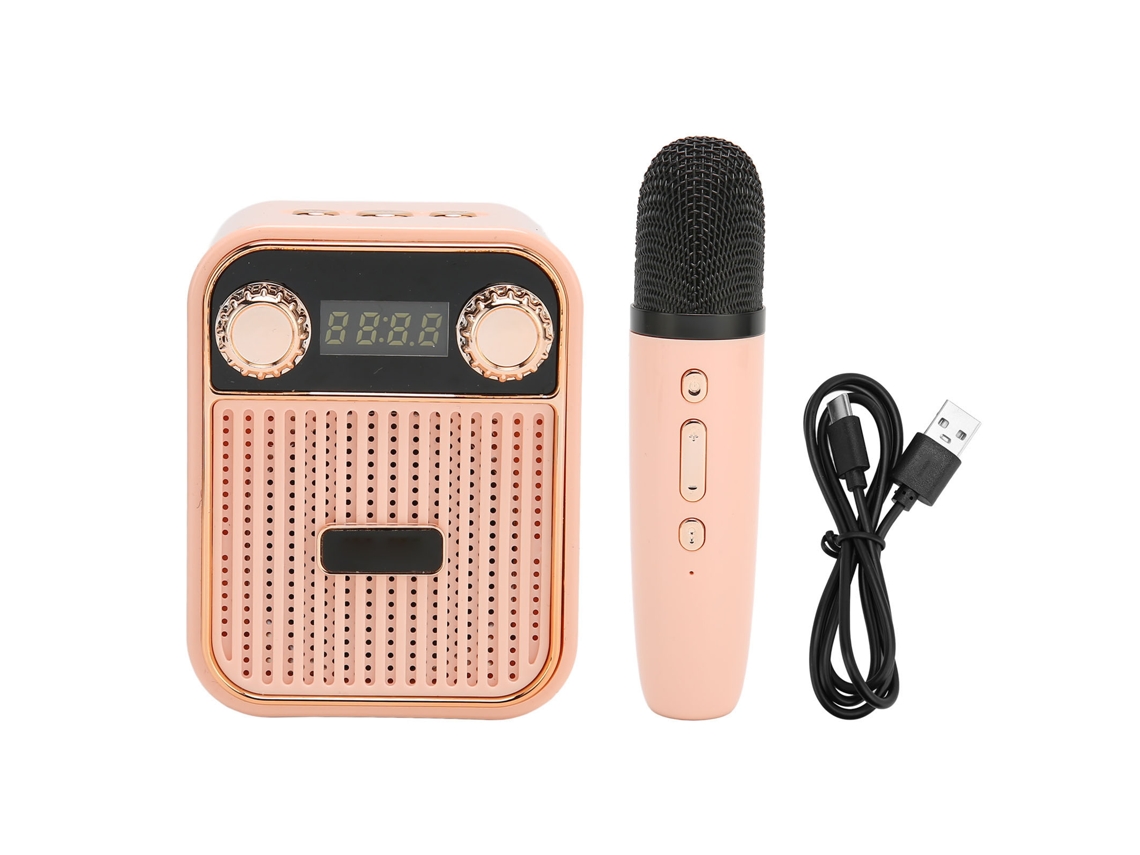 Aetheria mini Máquina de Karaokê Bluetooth Portátil com Microfone Som Estéreo Hifi para Presente Infantil Rosa