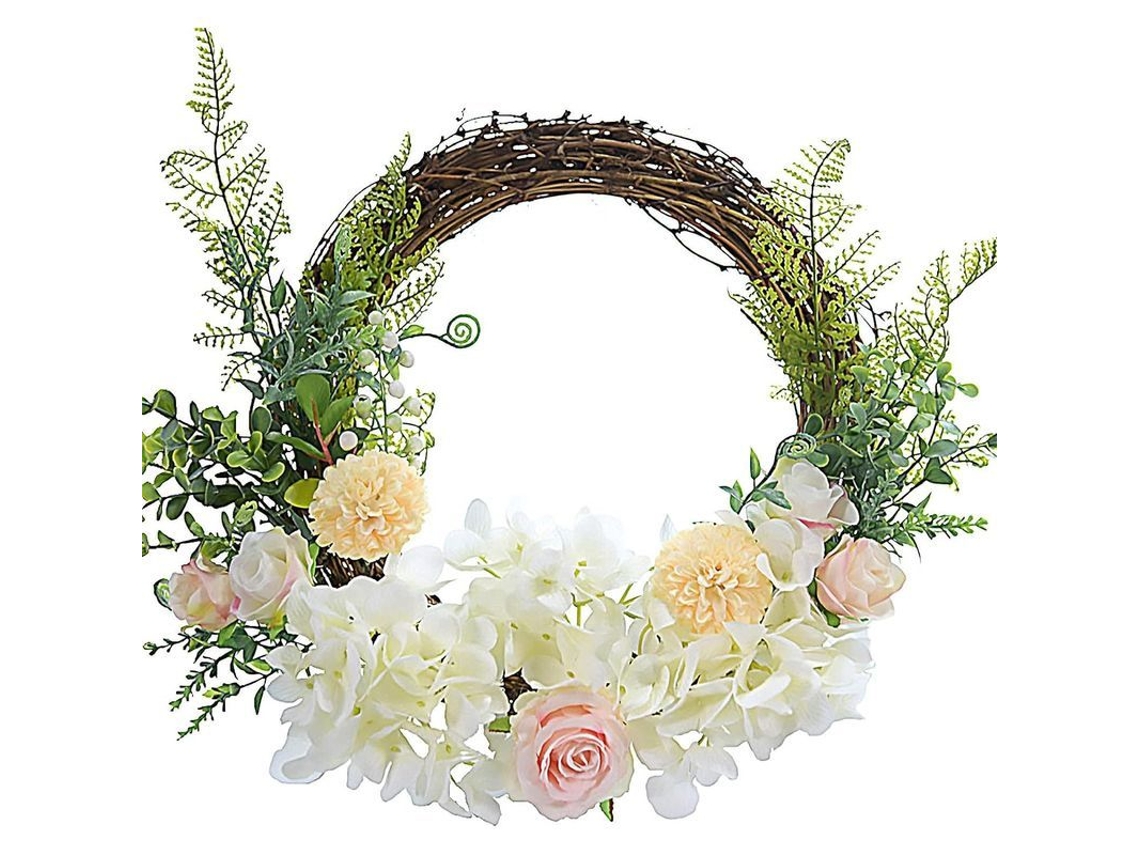 Guirlanda de porta artificial, 28cm, PVC branca, para porta da frente e interior com S/MARCA