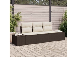 Vidaxl Conjunto De Sofá De Jardim 3 Unid. Marrom E Creme Vime Pe