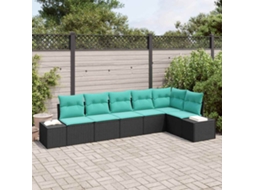 Vidaxl Conjunto De Sofá De Jardim 6 Unid. Preto Vime Pe