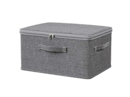 Caixa De Armazenamento Dobrável Catiônica Com Tampa, Zíper Duplo, Trava, Organizador De Grande Capacidade, M 38 X 25 X 1 Olysi Shop