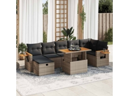 Vidaxl 5 Pcs Conjunto Sofás De Jardim C/ Almofadões Vime Pe Cinzento