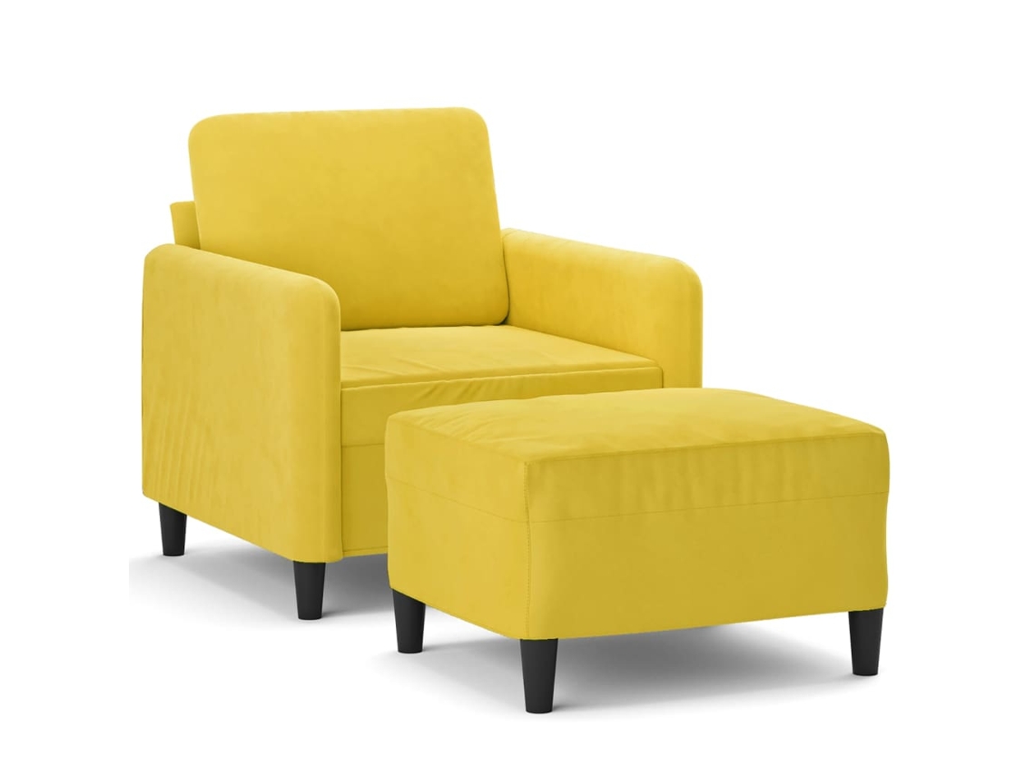 Sofa Chair With Footstool, Sofa Chairs With Footstools Vidaxl Amarelo Veludo (n/a)