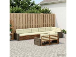 Vidaxl Conjunto De Sofás Para Exterior 8 Unid. Natural E Creme