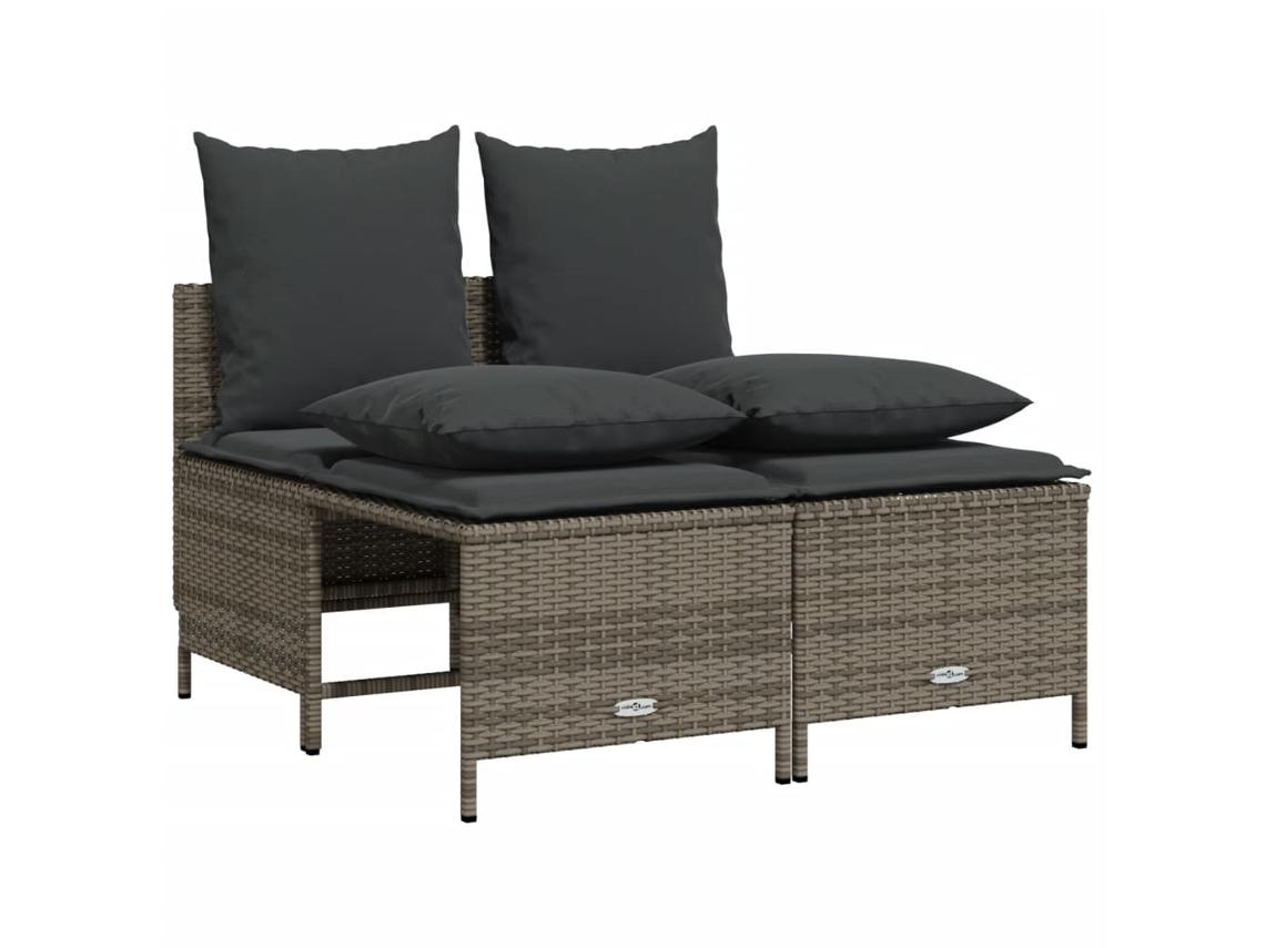 Conjunto de 4 Sofás de Jardim com Almofadões Vime Pe Cinzento MAISON EXCLUSIVE (4 pcs)