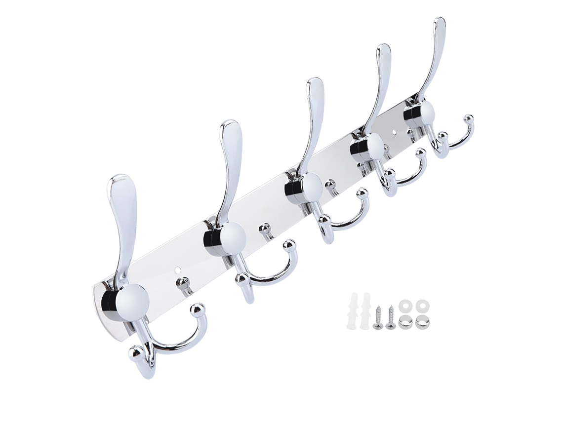 Gancho de parede de aço inox multifuncional com 5 ganchos S/MARCA