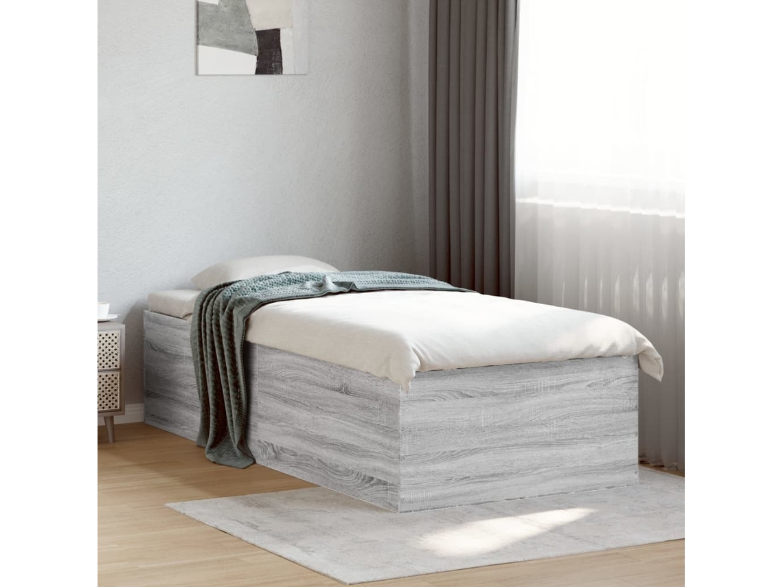 Vidaxl Estrutura Cama 75x190 Cm Derivados De Madeira Cinzento Sonoma