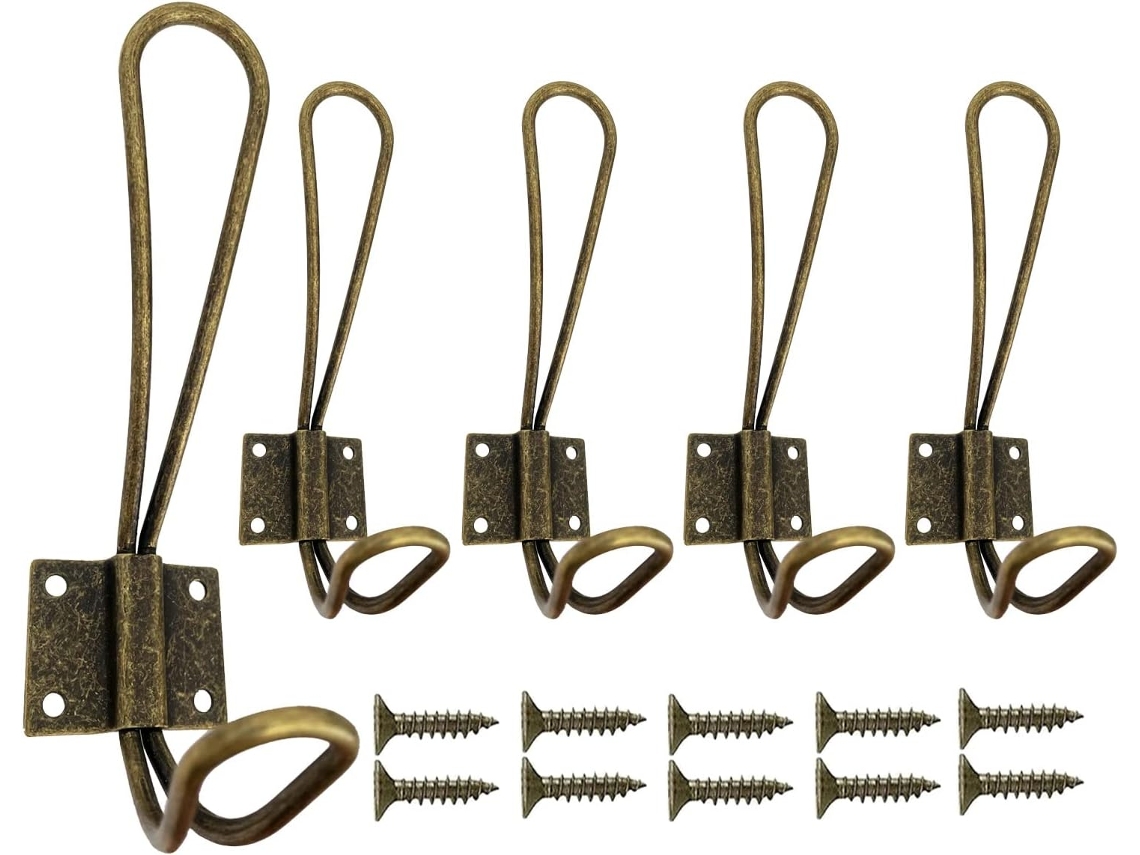 Conjunto De 5 Ganchos De Parede Vintage Em Ferro, Estilo Bronze, Resistentes, Com Parafusos, Para Pendurar Casacos, Casacos, Chapéus E Chaves