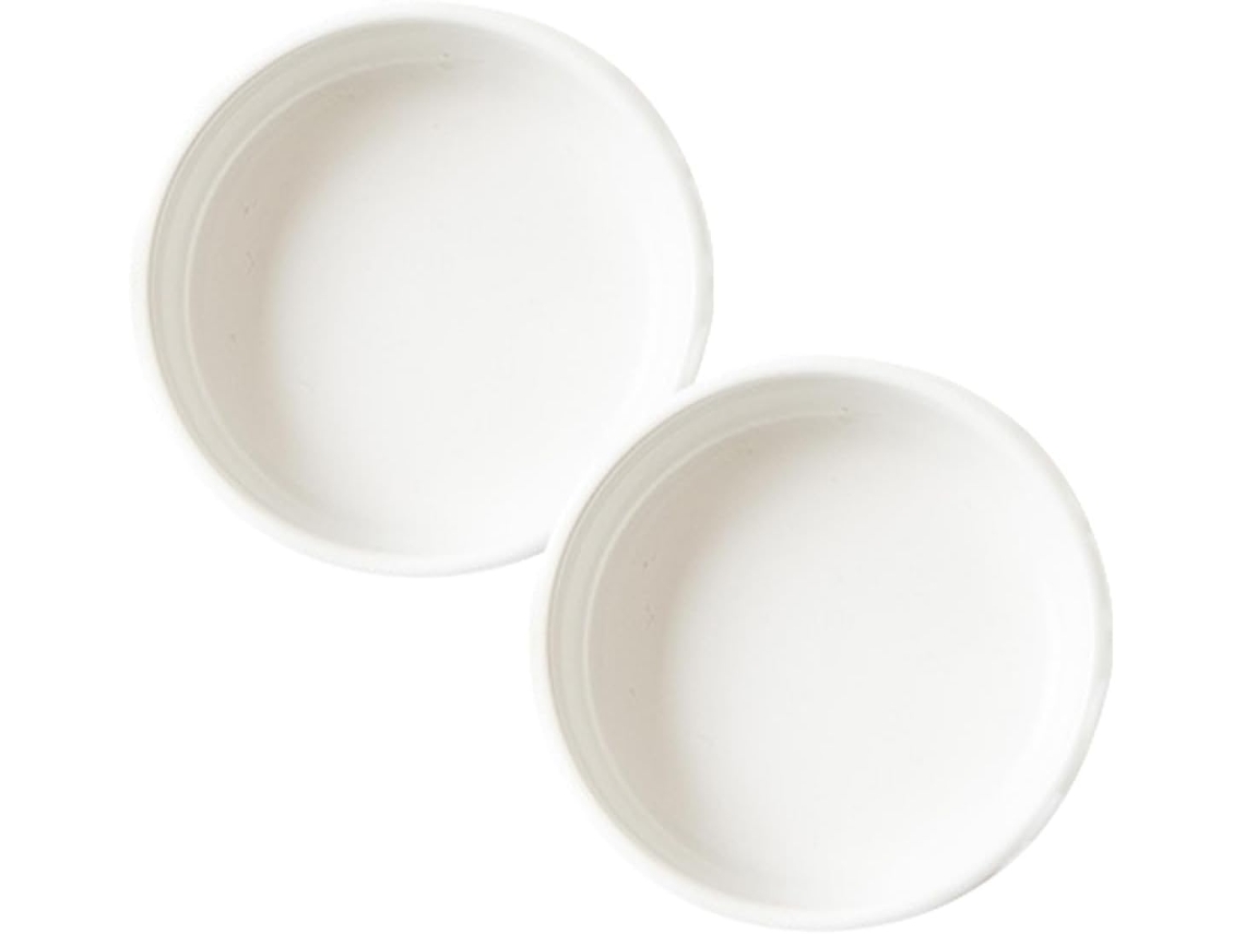 Conjunto De 2 Pequenas Tigelas Redondas De Cerâmica Branca Estilo Japonês, A Manchas