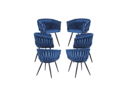 Pack 6 Cadeiras Widny Black Veludo Azul PRESENTES MIGUEL