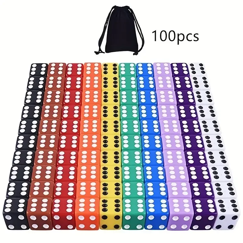 Conjunto De 100 Dados De Acrílico, Dados De Jogo De 0,62 Polegadas, 10 Cores